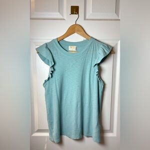 Nation LTD | Small‎ Blue Paulette Flutter Sleeve Tank Top